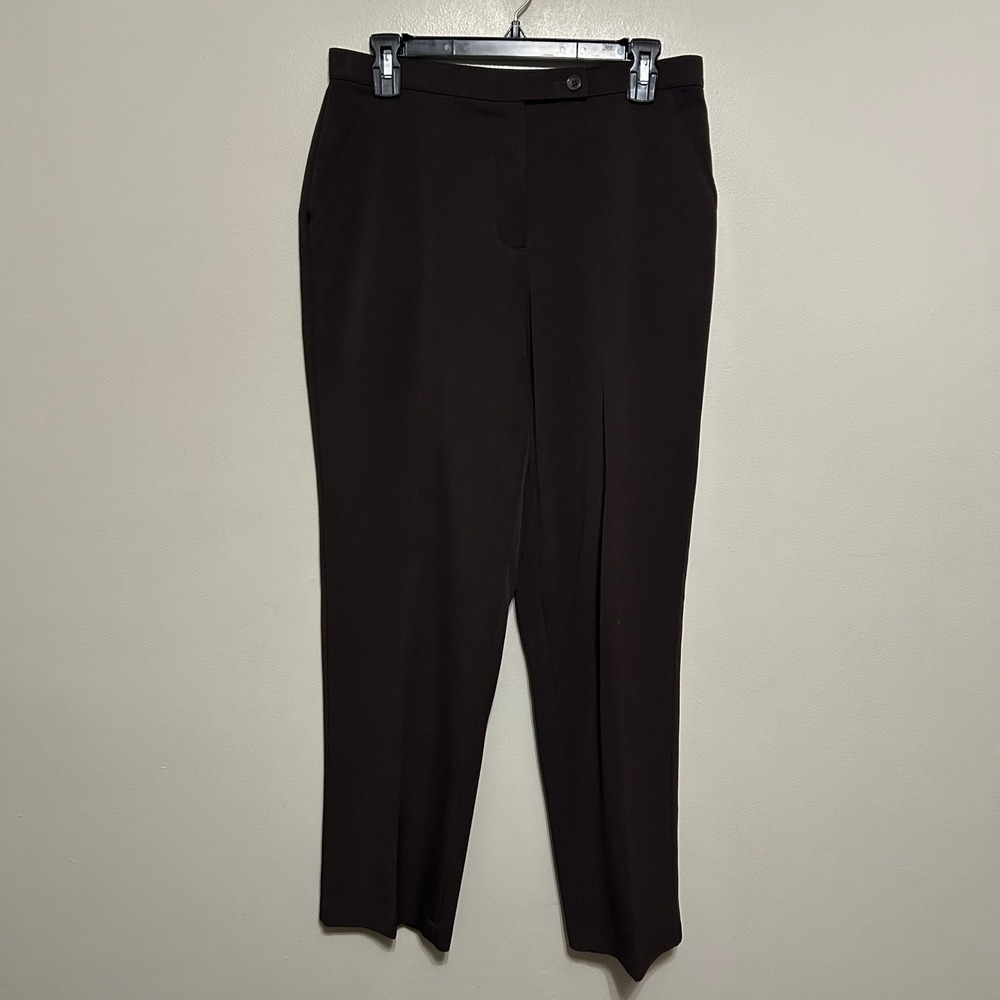 Investments Dress Pants 10S Dark Brown Straight Leg Flat Front Academia Office